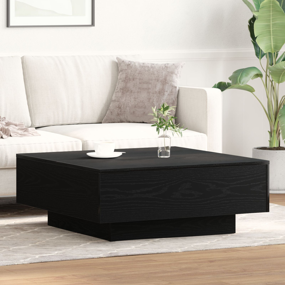 Produktbild för Kaffeebord Svart Ek 80 x 80 x 31 cm