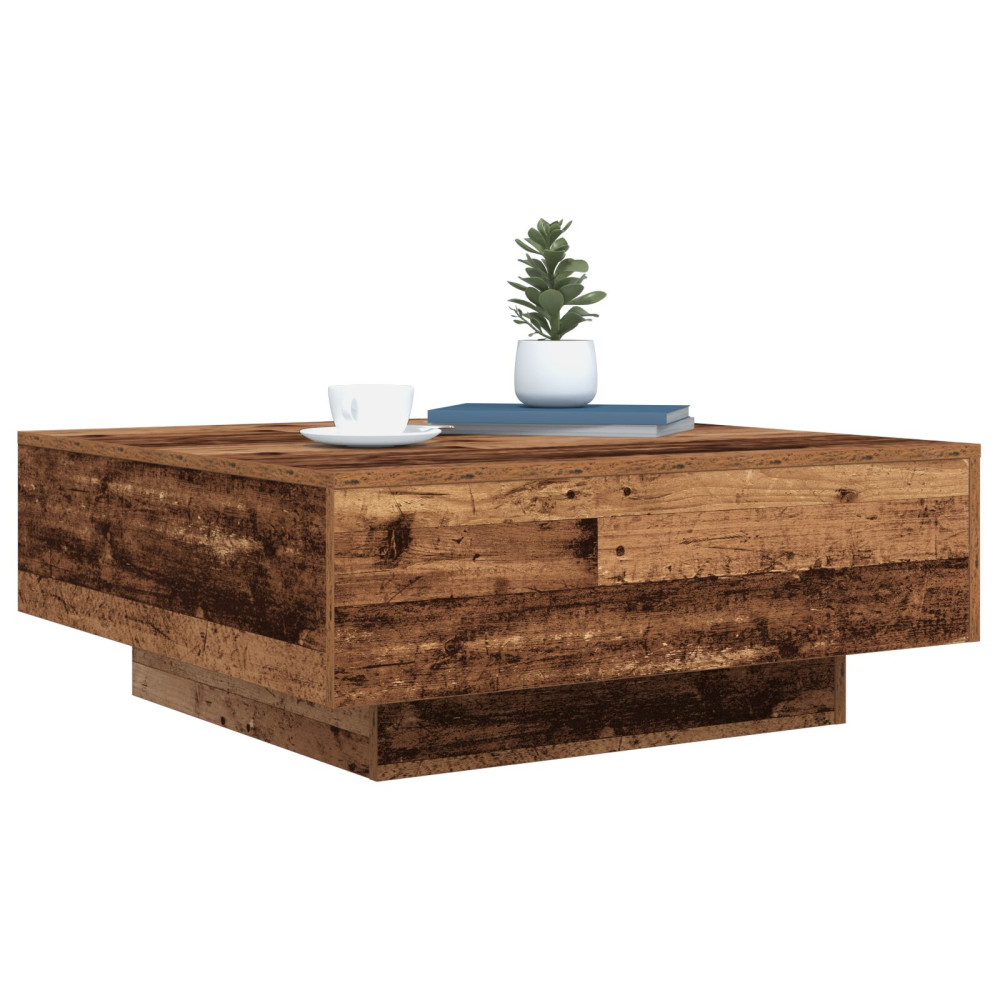 Produktbild för Kaffeebord Gammalt trä och blått 80 x 80 x 31 cm