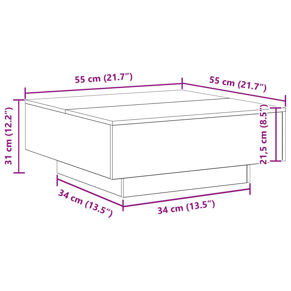 Produktbild för Kaffeebord Artisan Ek 80 x 80 x 31 cm Konstruerat trä
