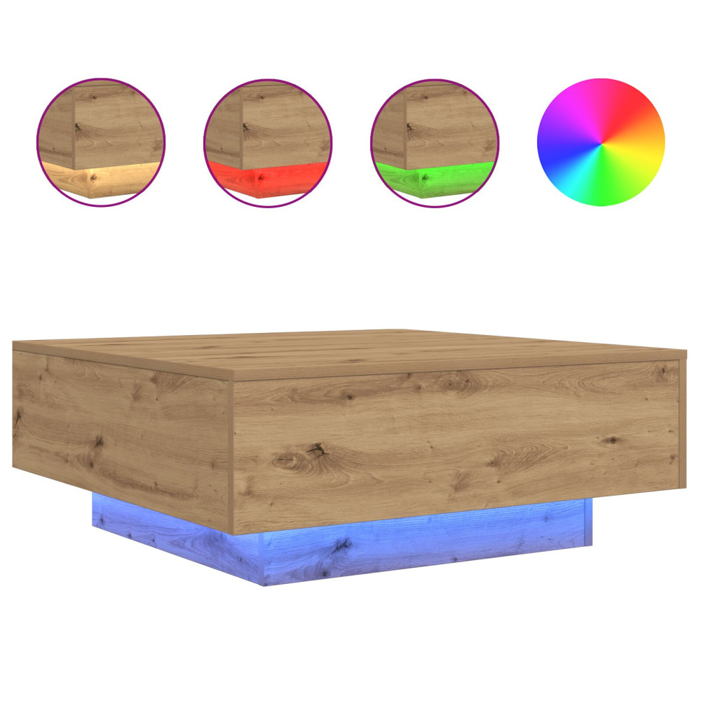 Produktbild för Kaffeebord Artisan Ek 80 x 80 x 31 cm Konstruerat trä