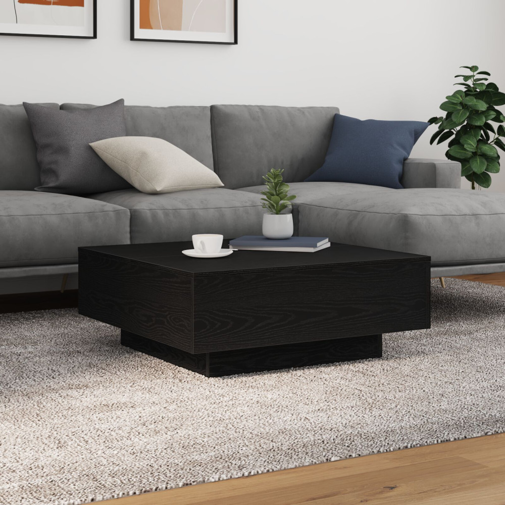 Produktbild för Kaffeebord Svart Ek 80 x 80 x 31 cm Konstruerat trä