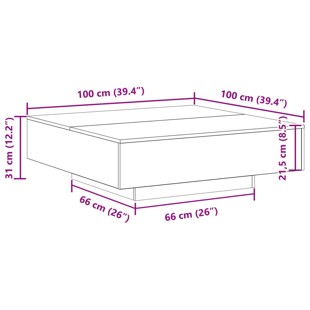 Produktbild för Kaffeebord Artisan Ek 100 x 100 x 31 cm Konstruerat trä