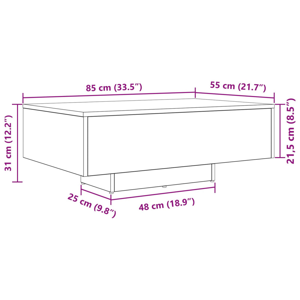 Produktbild för Kaffeebord Artisan Ek 85 x 55 x 31 cm Konstruerat trä