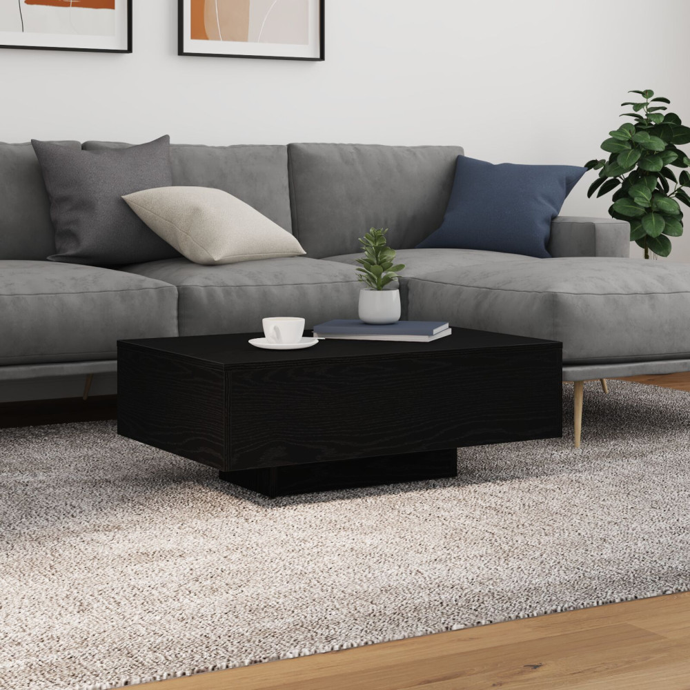 Produktbild för Kaffeebord Svart Ek 85 x 55 x 31 cm Konstruerat trä