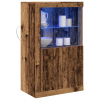 Produktbild för LED-sido bord Gammalt trä 60,5 x 37 x 100 cm Konstruerat trä