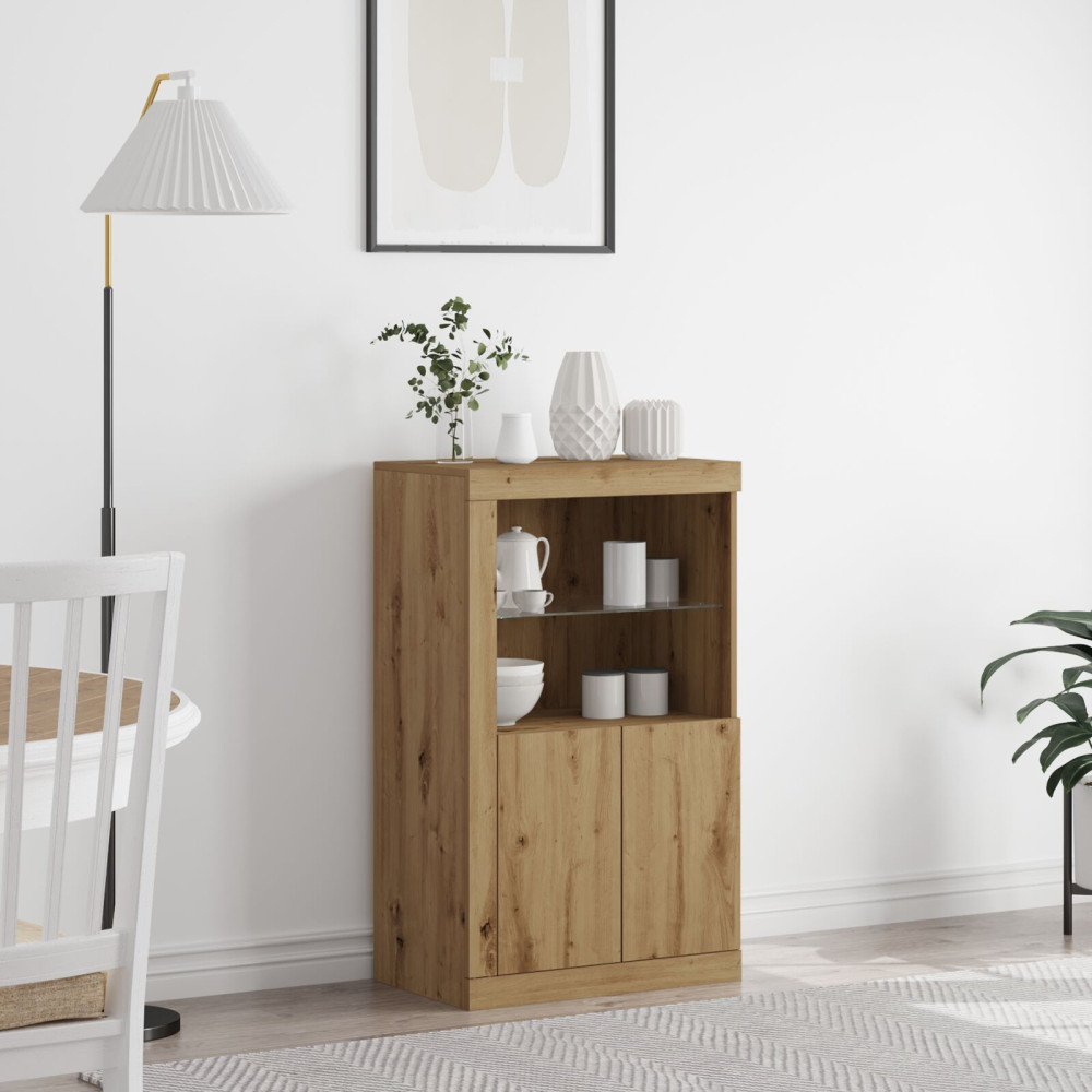 Produktbild för LED-sido bord Artisan Ek 60,5 x 37 x 100 cm Konstruerat trä