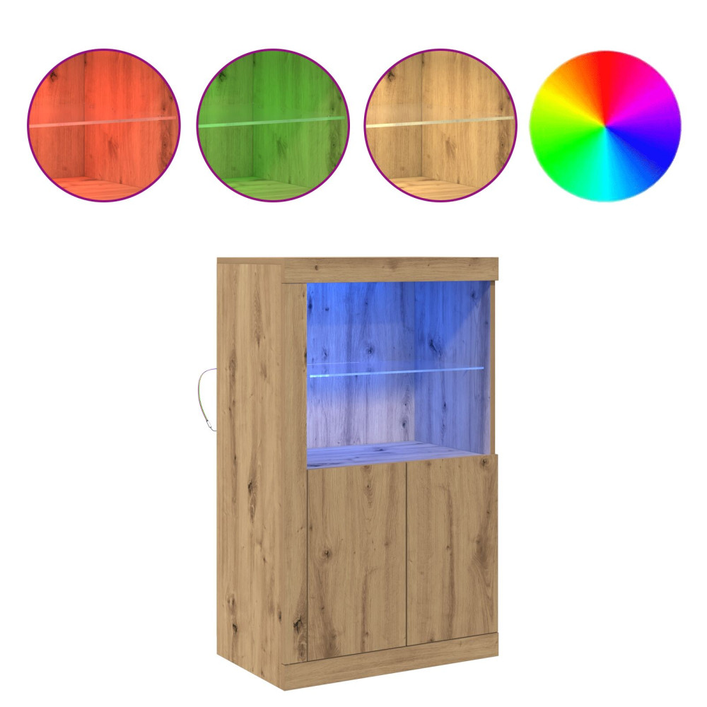Produktbild för LED-sido bord Artisan Ek 60,5 x 37 x 100 cm Konstruerat trä