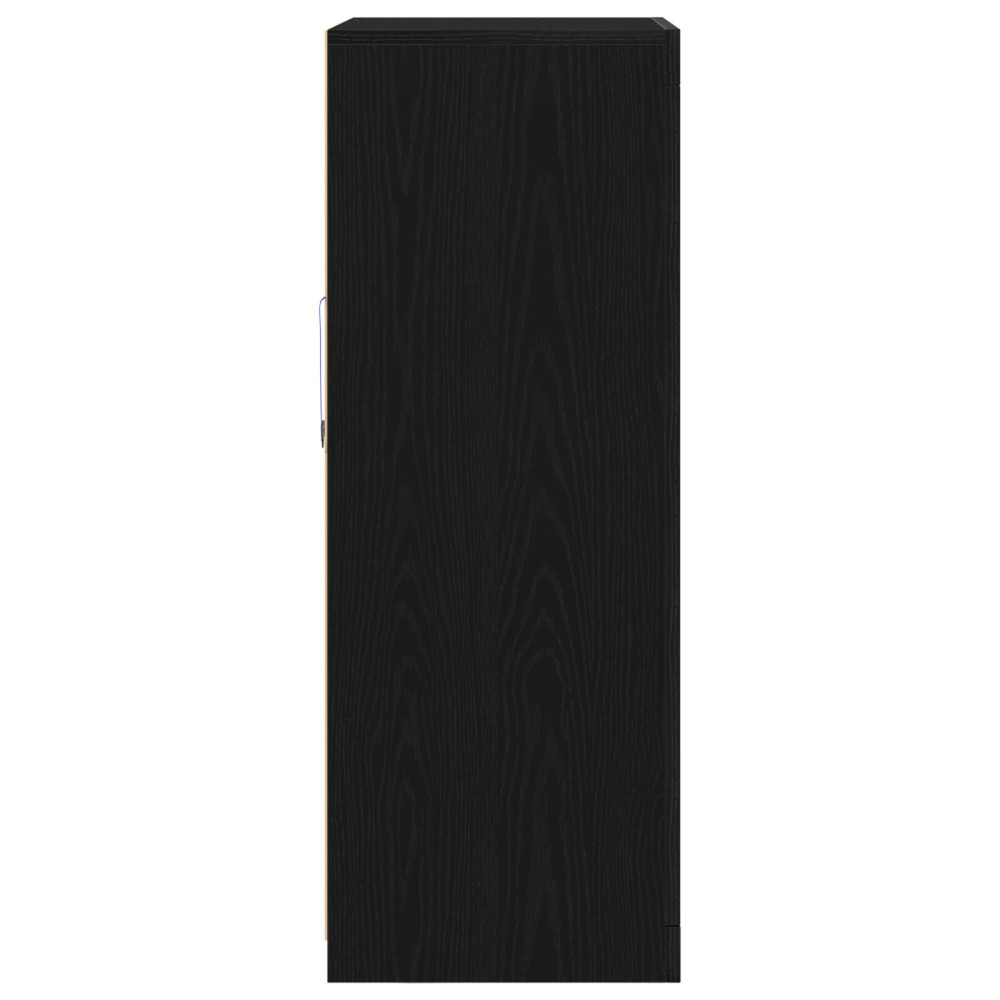 Produktbild för LED-sido bord Svart Ek 60,5 x 37 x 100 cm Konstruerat trä