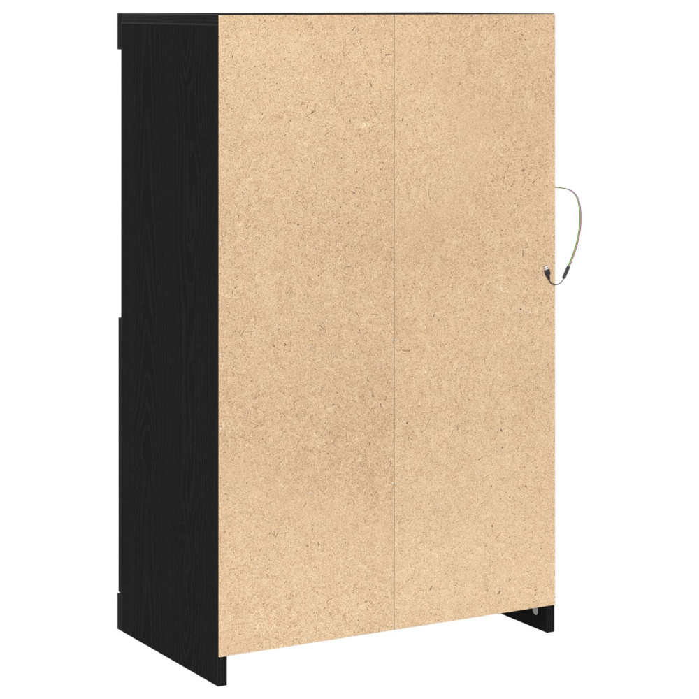 Produktbild för LED-sido bord Svart Ek 60,5 x 37 x 100 cm Konstruerat trä