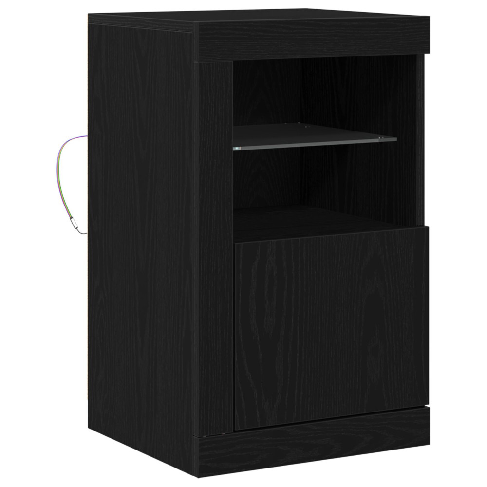 Produktbild för LED-sido bord Svart Ek 41 x 37 x 67 cm Konstruerat trä