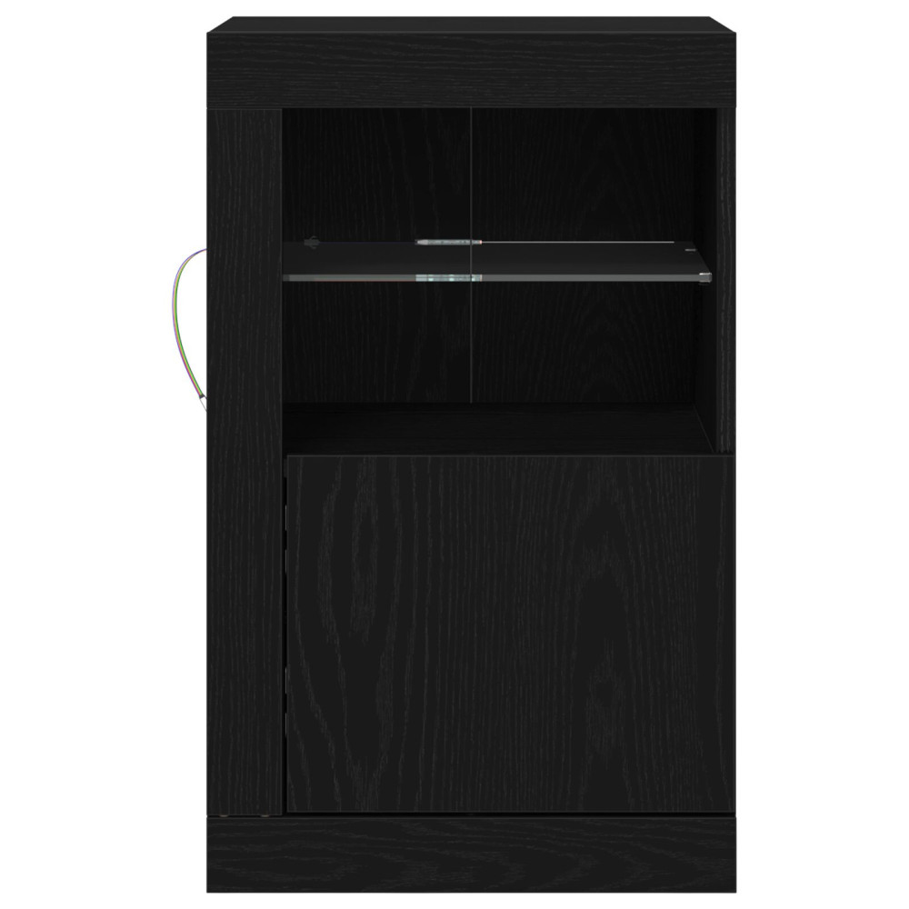Produktbild för LED-sido bord Svart Ek 41 x 37 x 67 cm Konstruerat trä