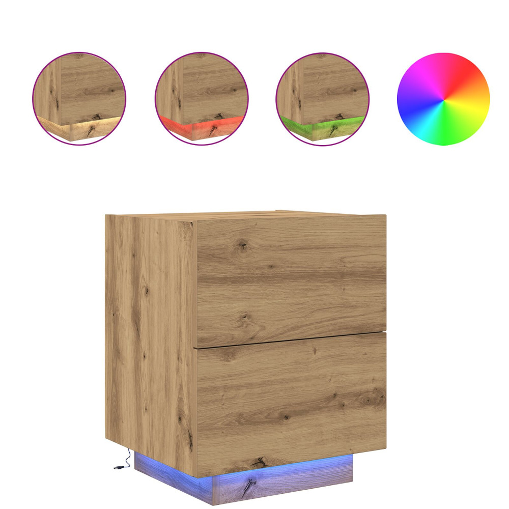 Produktbild för Nattduksbord 2 pcs Artisan Ek 45 x 40 x 55 cm Konstruerat trä