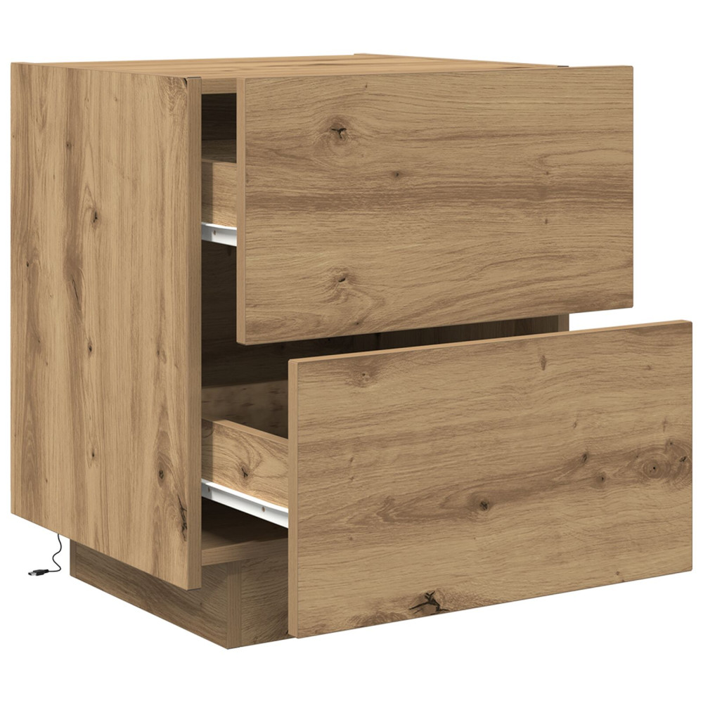 Produktbild för Nattduksbord 2 pcs Artisan Ek 45 x 40 x 55 cm Konstruerat trä