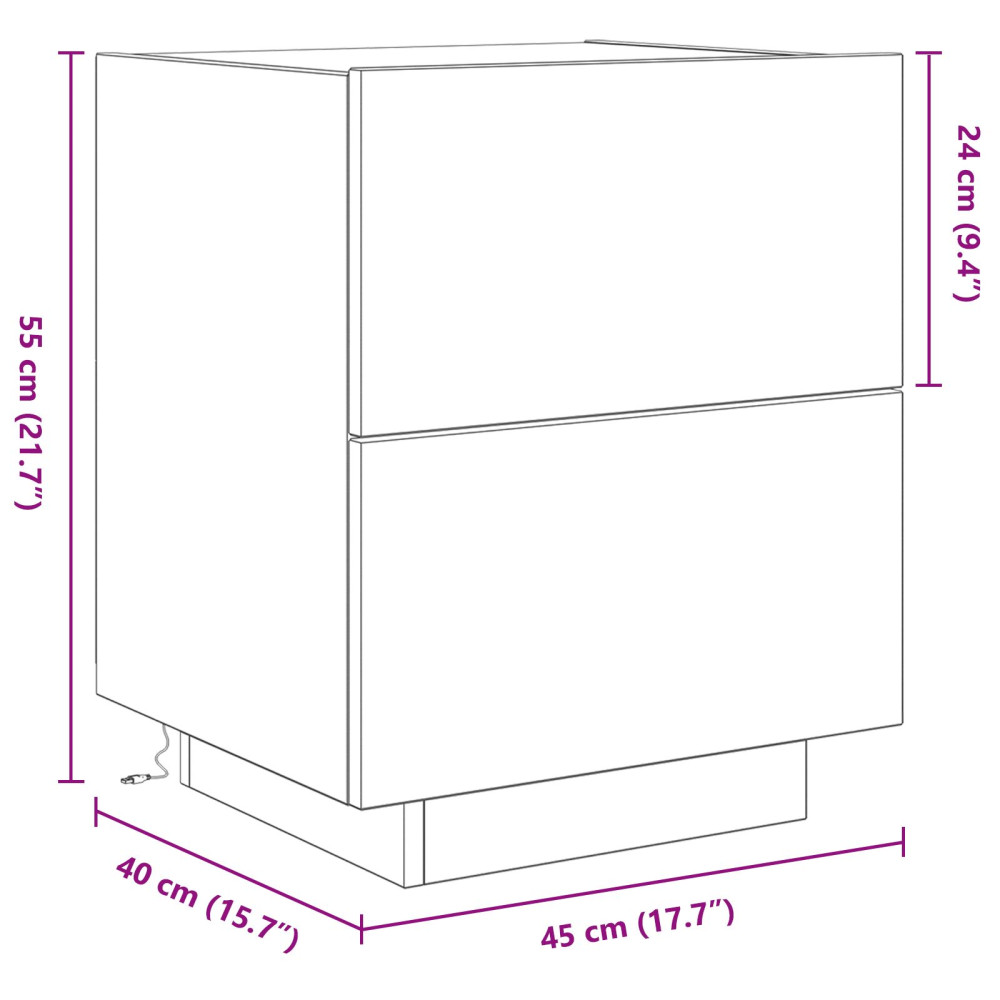 Produktbild för Nattduksbord med låda Svart Ek 45 x 40 x 55 cm Konstruerat trä