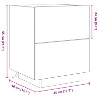 Produktbild för Nattduksbord med låda Svart Ek 45 x 40 x 55 cm Konstruerat trä