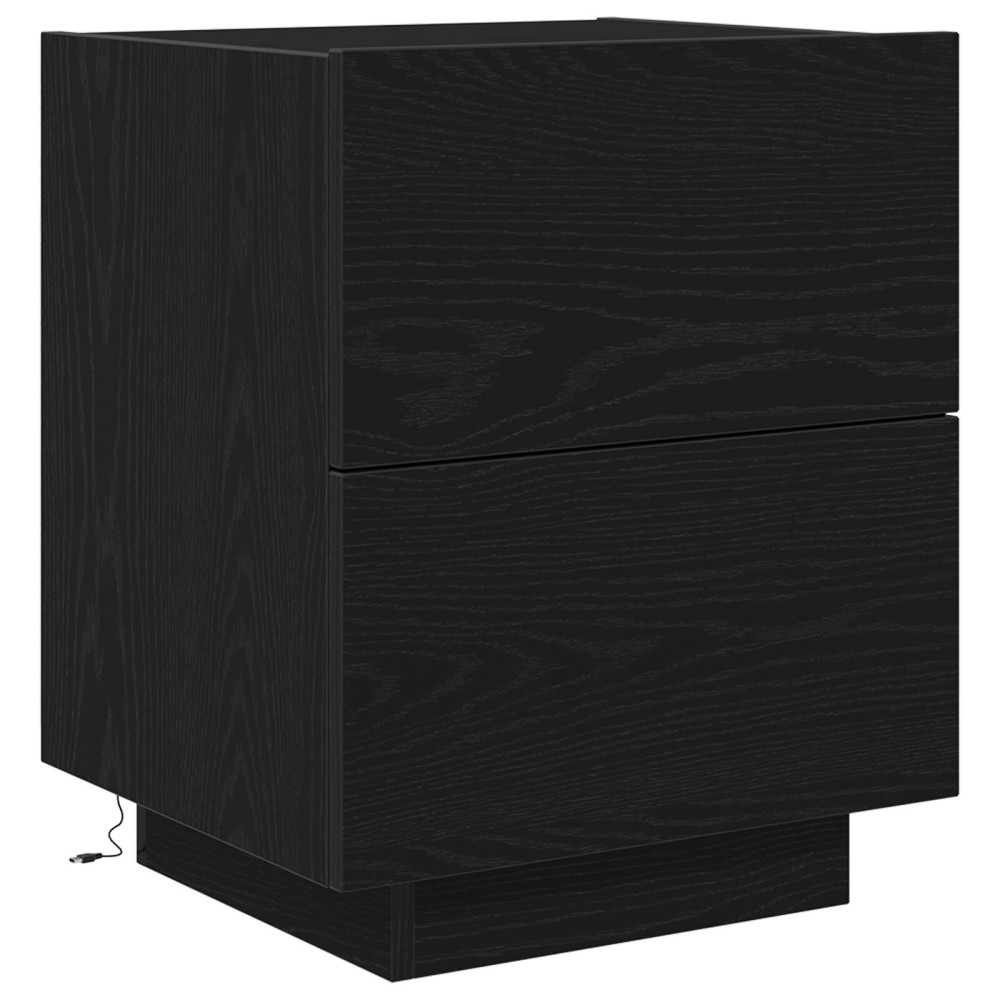 Produktbild för Nattduksbord med låda Svart Ek 45 x 40 x 55 cm Konstruerat trä