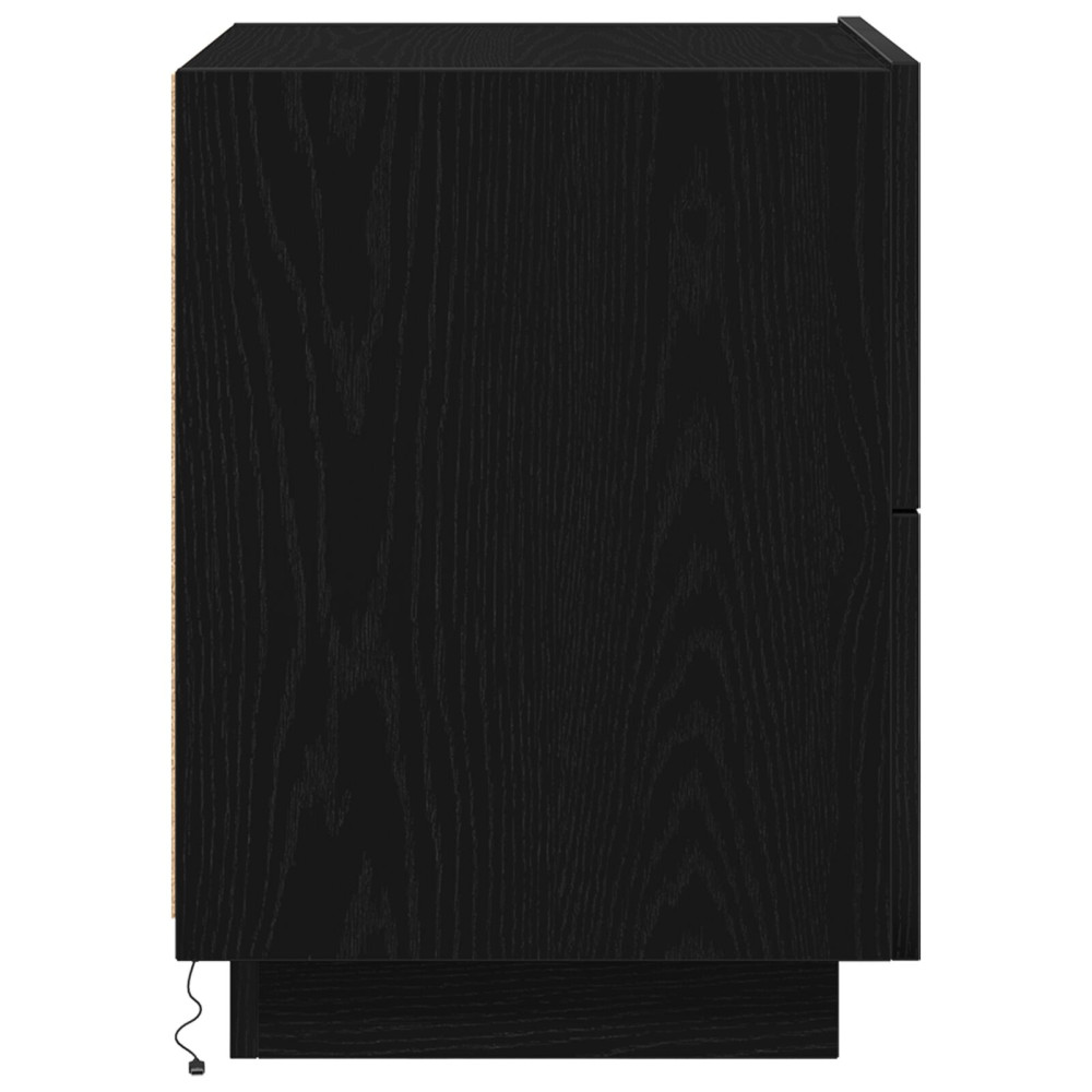 Produktbild för Nattduksbord med låda Svart Ek 45 x 40 x 55 cm Konstruerat trä