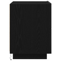 Produktbild för Nattduksbord med låda Svart Ek 45 x 40 x 55 cm Konstruerat trä