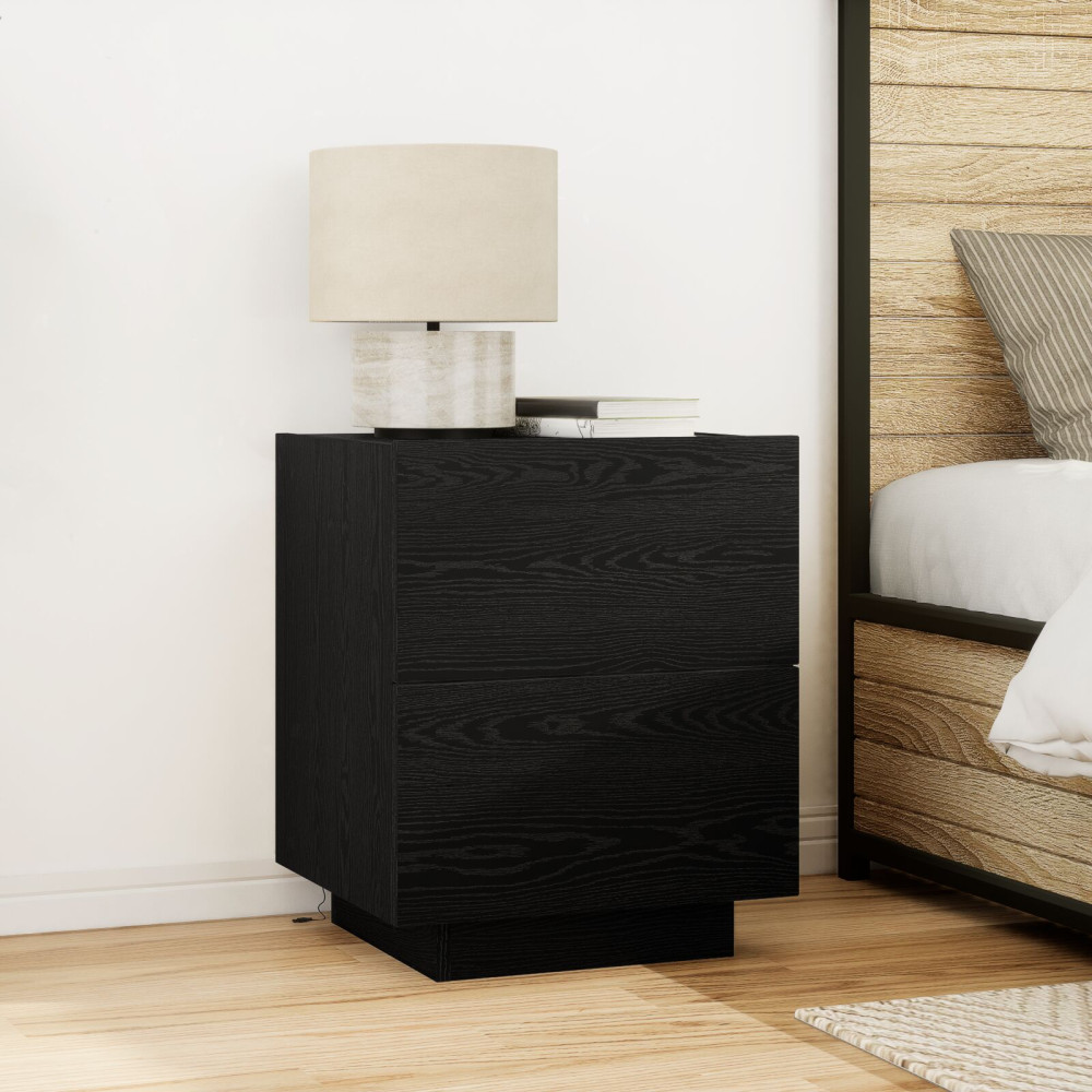 Produktbild för Nattduksbord 2 pcs Svart Ek 45 x 40 x 55 cm Konstruerat trä