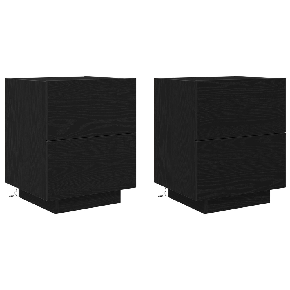 Produktbild för Nattduksbord 2 pcs Svart Ek 45 x 40 x 55 cm Konstruerat trä