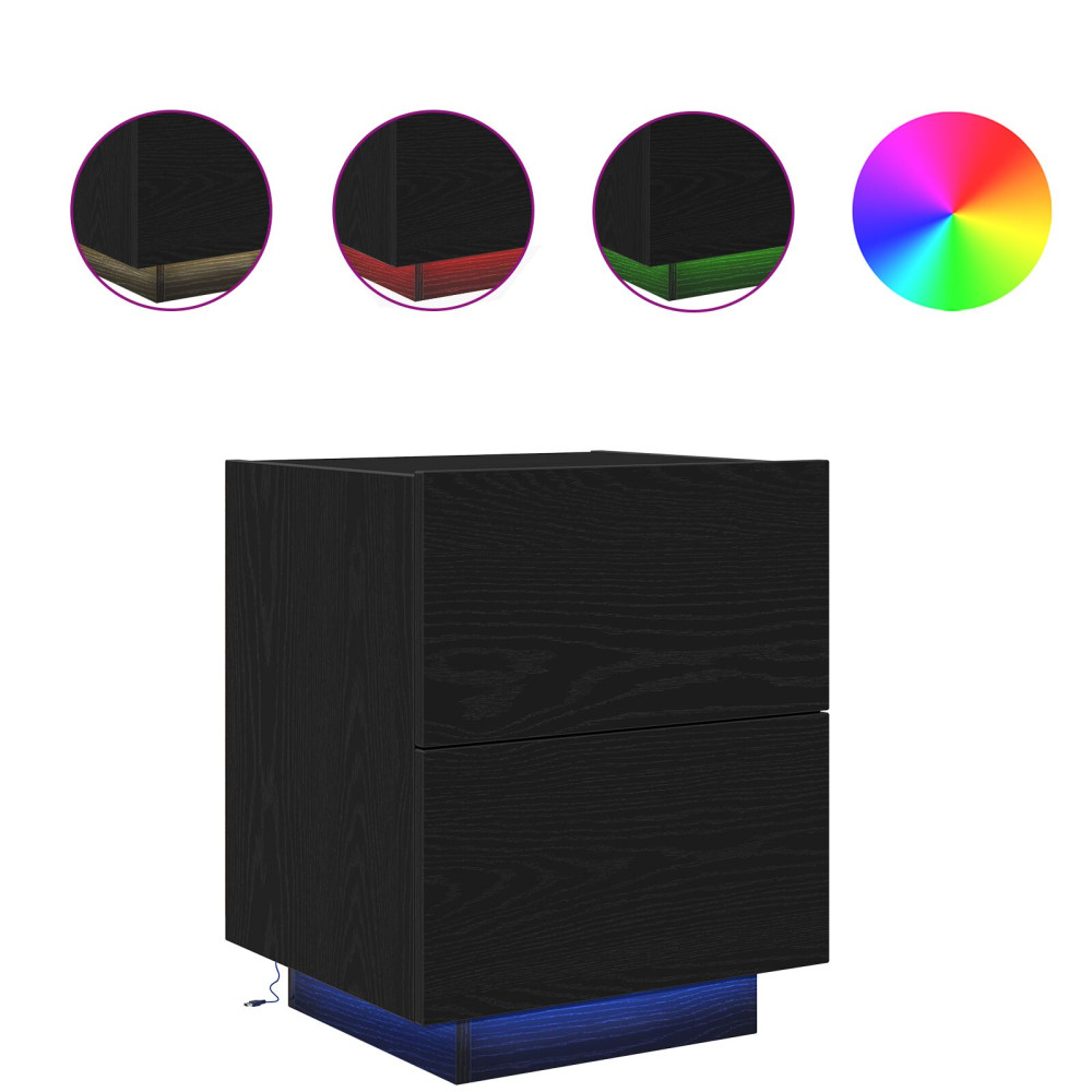 Produktbild för Nattduksbord 2 pcs Svart Ek 45 x 40 x 55 cm Konstruerat trä