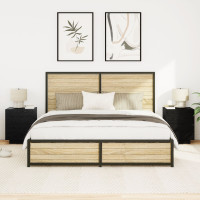 Produktbild för Nattduksbord 2 pcs Svart Ek 45 x 40 x 55 cm Konstruerat trä