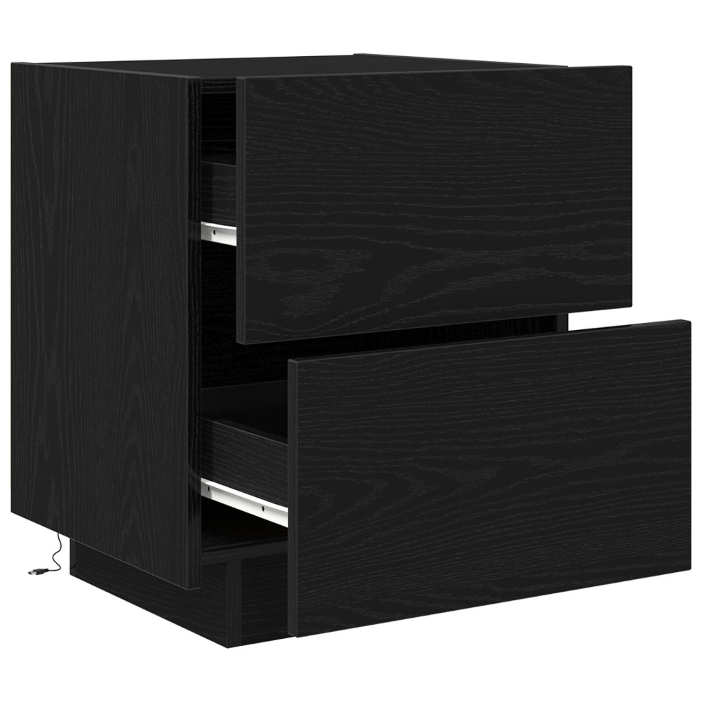 Produktbild för Nattduksbord 2 pcs Svart Ek 45 x 40 x 55 cm Konstruerat trä