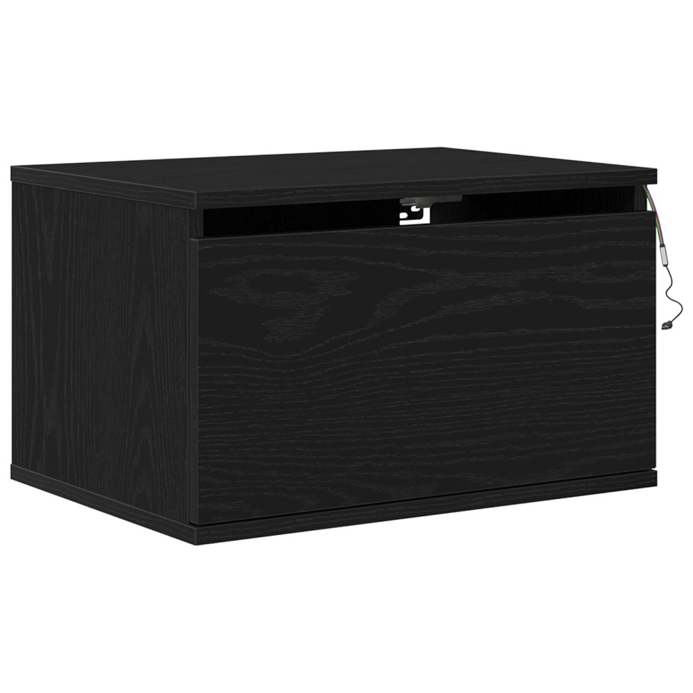 Produktbild för Väggmonterad sänggavel med låda 2 pcs Svart Ek 50 x 36 x 30 cm