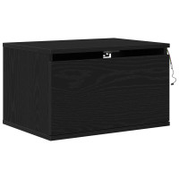 Produktbild för Väggmonterad sänggavel med låda 2 pcs Svart Ek 50 x 36 x 30 cm