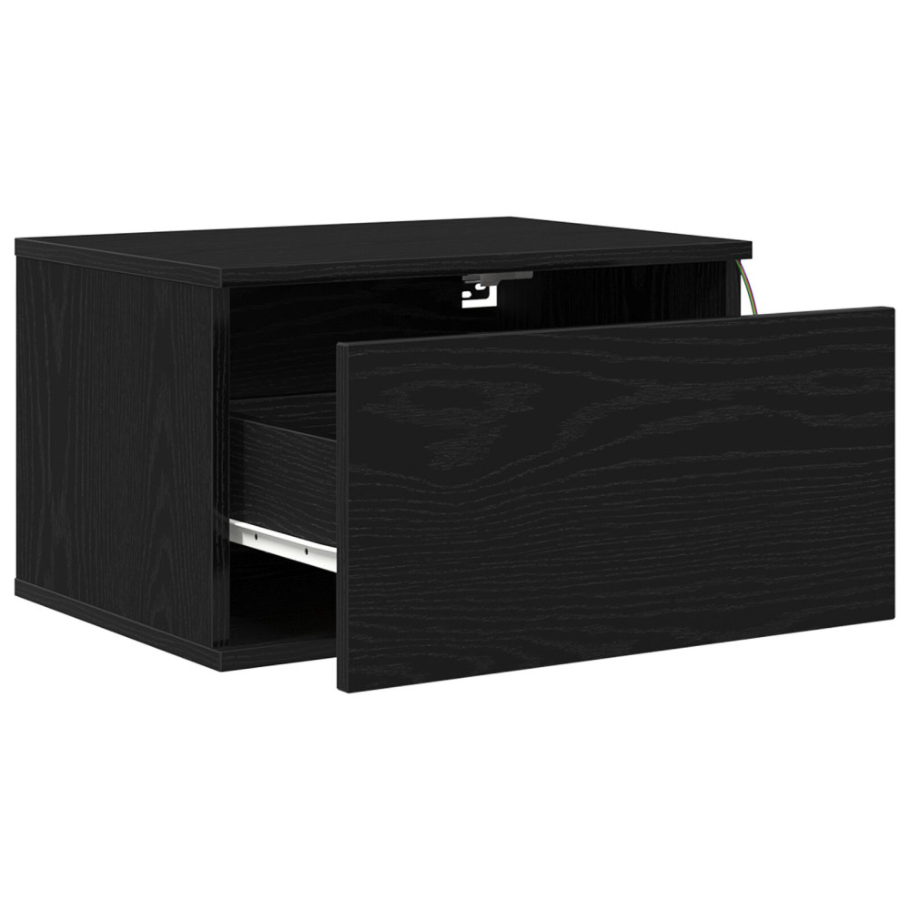 Produktbild för Väggmonterad sänggavel med låda 2 pcs Svart Ek 50 x 36 x 30 cm