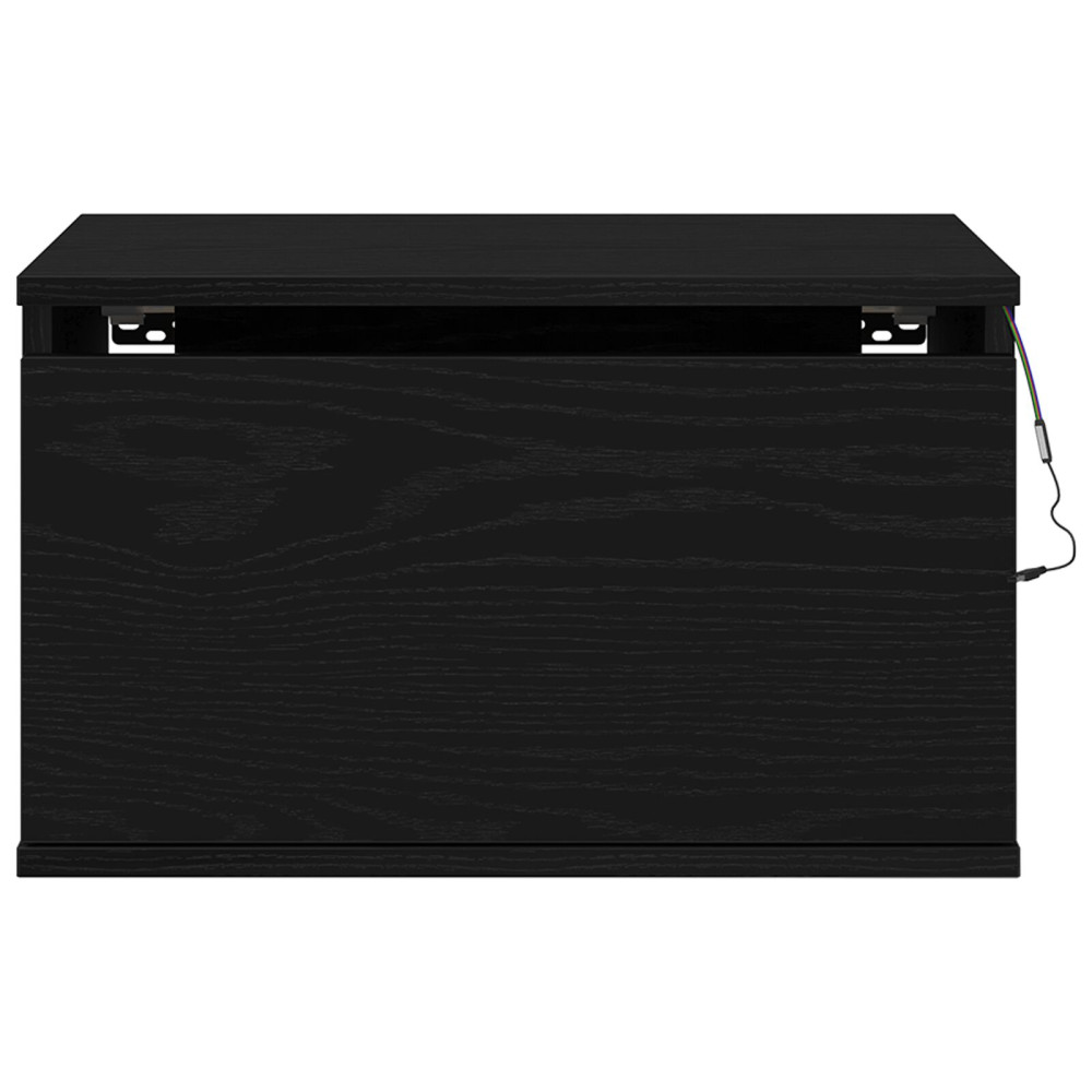 Produktbild för Väggmonterad sänggavel med låda 2 pcs Svart Ek 50 x 36 x 30 cm