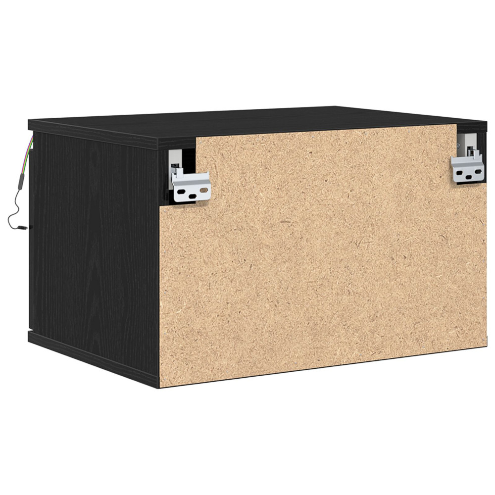 Produktbild för Väggmonterad sänggavel med låda 2 pcs Svart Ek 50 x 36 x 30 cm