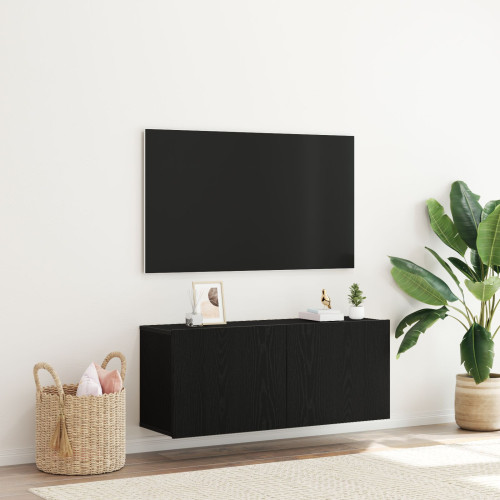 vidaXL TV-bänkset 100 x 30 x 41 cm Svart Ek Konstruerat trä
