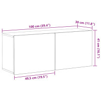 Produktbild för TV-bänkset 100 x 30 x 41 cm Svart Ek Konstruerat trä