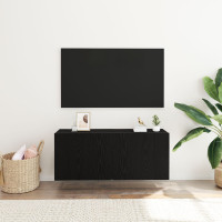 Produktbild för TV-bänkset 100 x 30 x 41 cm Svart Ek Konstruerat trä