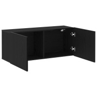 Produktbild för TV-bänkset 100 x 30 x 41 cm Svart Ek Konstruerat trä