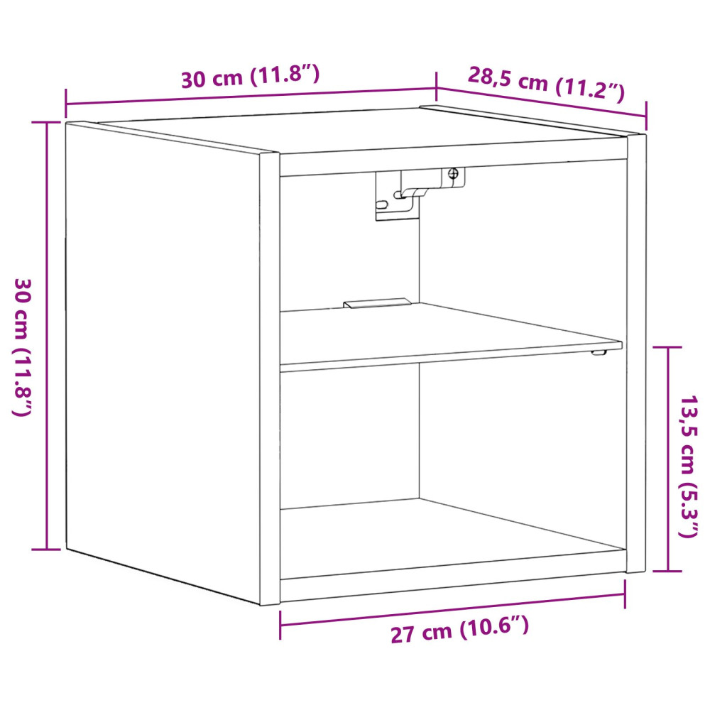 Produktbild för LED Väggsängs Skåp Svart 30 x 28,5 x 30 cm Konstruerat trä