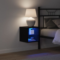 Produktbild för LED Väggsängs Skåp Svart 30 x 28,5 x 30 cm Konstruerat trä