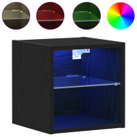 Produktbild för LED Väggsängs Skåp Väggmonterad 2 pcs Svart 30 x 28,5 x 30 cm