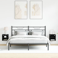 Produktbild för LED Väggsängs Skåp Väggmonterad 2 pcs Svart 30 x 28,5 x 30 cm