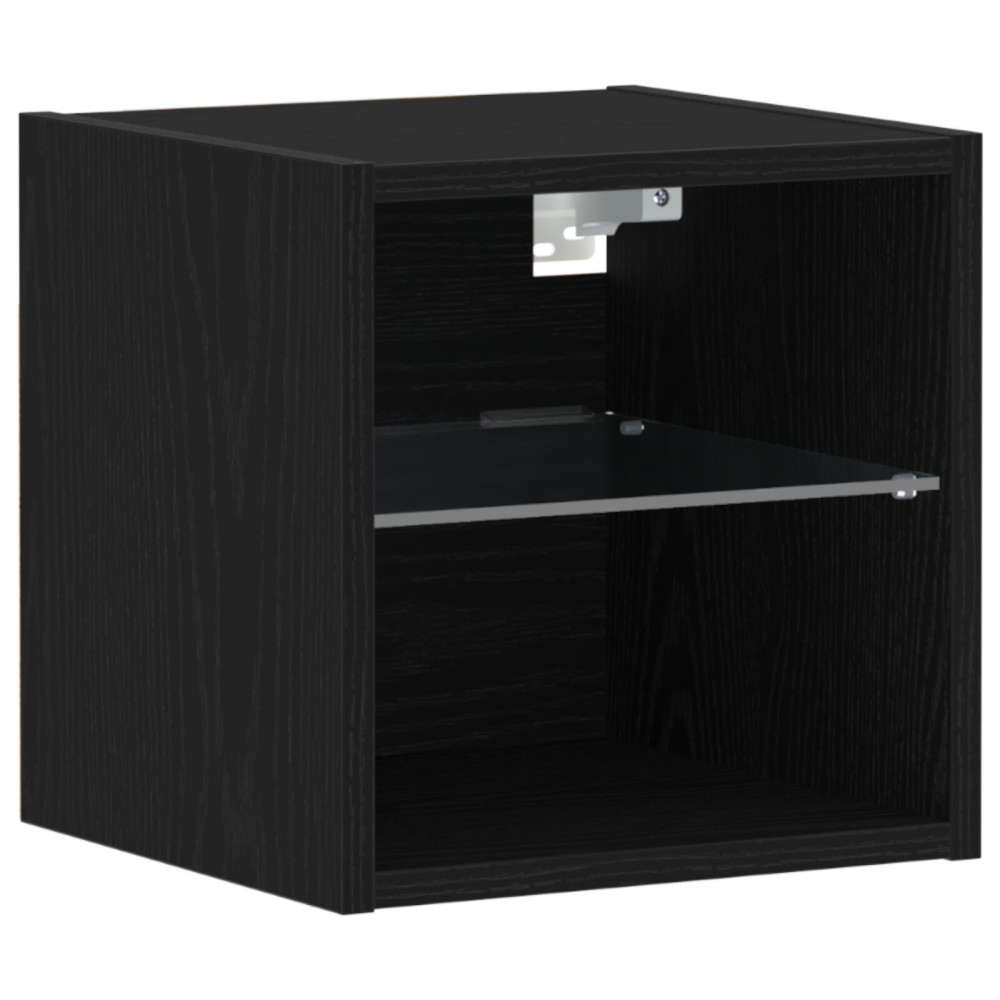 Produktbild för LED Väggsängs Skåp Väggmonterad 2 pcs Svart 30 x 28,5 x 30 cm