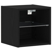 Produktbild för LED Väggsängs Skåp Väggmonterad 2 pcs Svart 30 x 28,5 x 30 cm
