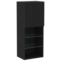 Produktbild för TV-bänkset med LED Svart Ek 40,5 x 30 x 102 cm Konstruerat trä