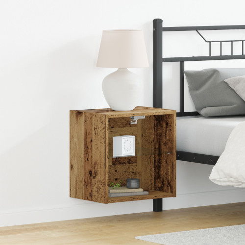 vidaXL Flytande hylla med LED-ljus med hylla Brun 40 x 28,5 x 40 cm