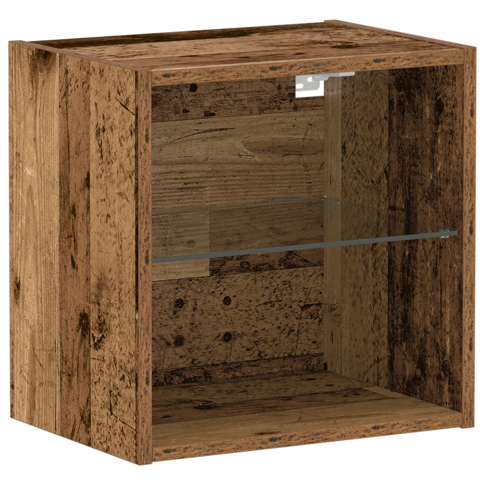 Produktbild för Flytande hylla med LED-ljus med hylla Brun 40 x 28,5 x 40 cm