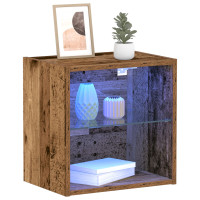 Produktbild för Flytande hylla med LED-ljus med hylla Brun 40 x 28,5 x 40 cm