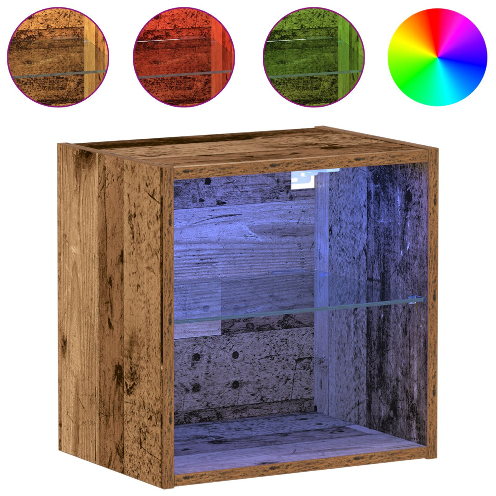Produktbild för Flytande hylla med LED-ljus 2 pcs Brun 40 x 28,5 x 40 cm