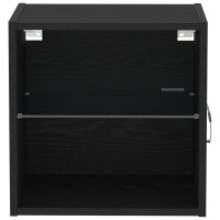 Produktbild för Flytande hylla med LED-ljus med hylla Svart 40 x 28,5 x 40 cm
