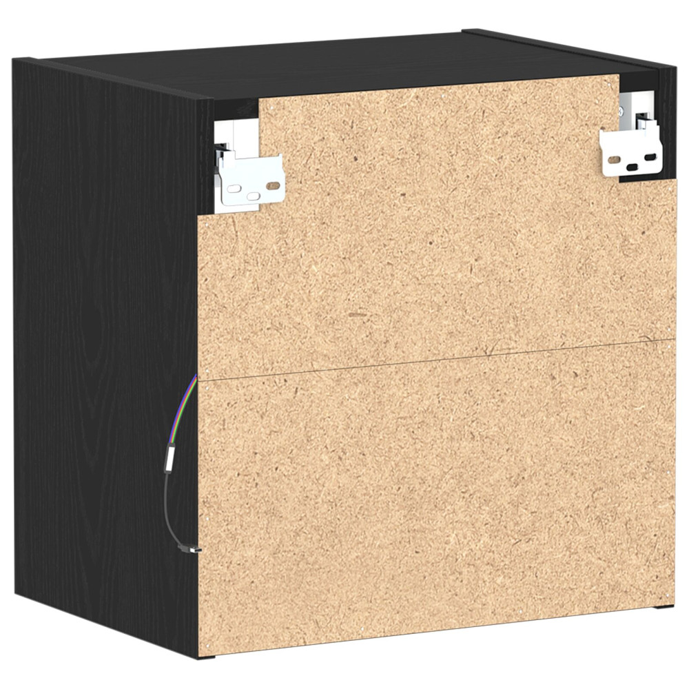 Produktbild för Flytande hylla med LED-ljus med hylla Svart 40 x 28,5 x 40 cm
