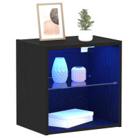 Produktbild för Flytande hylla med LED-ljus 2 pcs Svart 40 x 28,5 x 40 cm